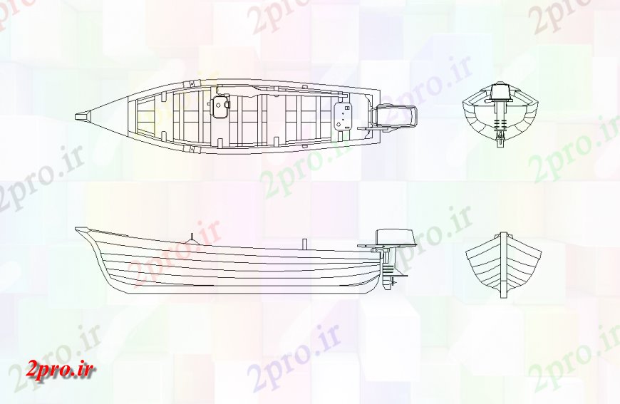 دانلود نقشه بلوک وسایل نقلیه طراحی قایق ماهیگیر با طرحی و نما  (کد143802)