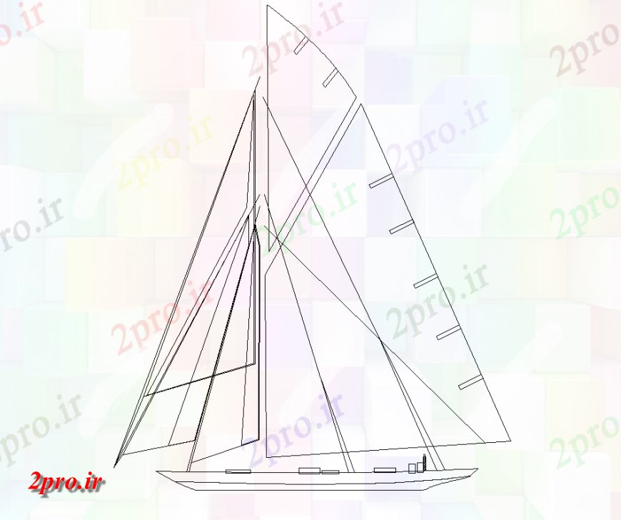 دانلود نقشه بلوک وسایل نقلیه قایقرانی قایق نما   (کد143811)