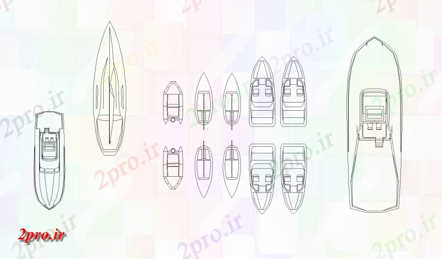 دانلود نقشه بلوک وسایل نقلیه مختلف طراحی قایق طرح (کد143817)