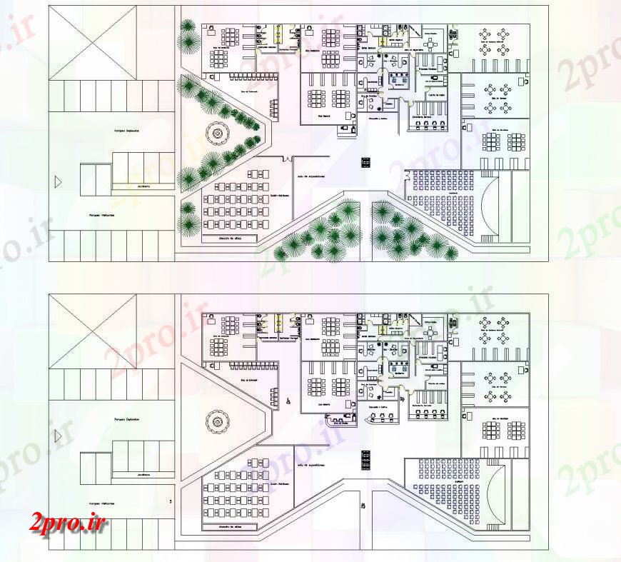 دانلود نقشه ساختمان اداری - تجاری - صنعتی جزئیات از دفتر محوطه سازی طرحی 35 در 53 متر (کد143828)