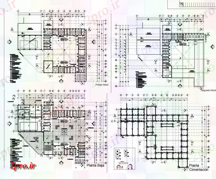 دانلود نقشه ساختمان اداری - تجاری - صنعتی جزئیات طرحی دفتر ساختاری 8 در 49 متر (کد143833)