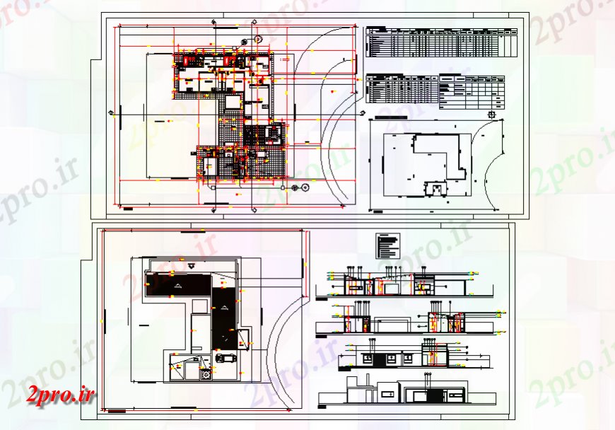 دانلود نقشه مسکونی  ، ویلایی ، آپارتمان  ساده طرحی خانه و بخش جزئیات (کد143878)