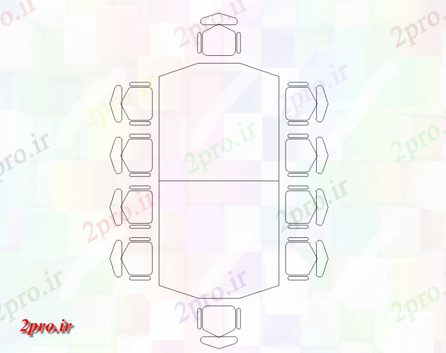 دانلود نقشه بلوک مبلمان طرحی از ناهار خوری جدول با طراحی صندلی    (کد143896)