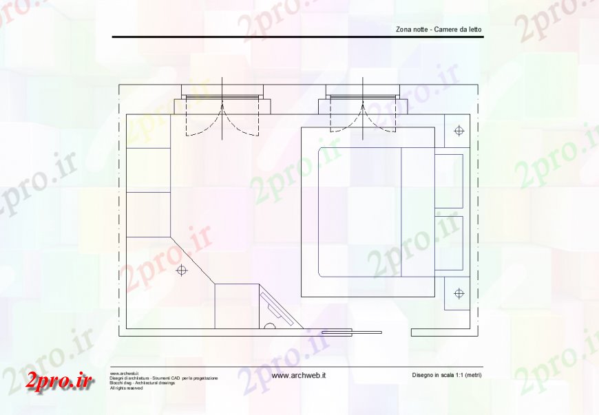 دانلود نقشه حمام مستر طرحی ساده از اتاق خواب   (کد143927)