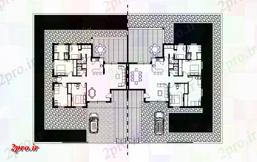 دانلود نقشه مسکونی  ، ویلایی ، آپارتمان  طرحی منطقه مسکونی با معماری    (کد144011)