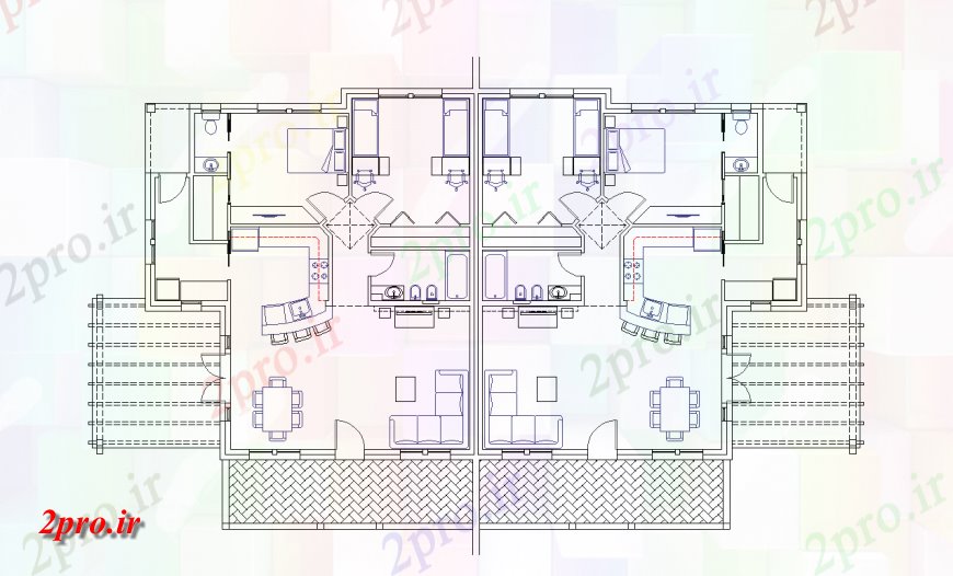 دانلود نقشه مسکونی  ، ویلایی ، آپارتمان  طراحی طرحی خانه با نمای معماری (کد144023)