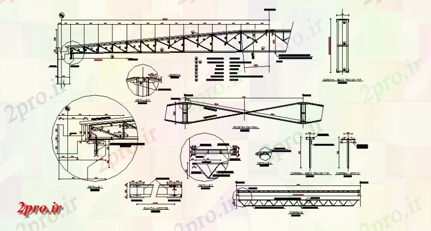 دانلود نقشه جزئیات ساخت پل طرحی جزئیات خرپا و نما (کد144036)