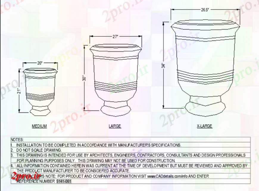 دانلود نقشه درختان و گیاهان طرحی مورد نظر گلدان لایه لایه با جزئیات (کد144077)