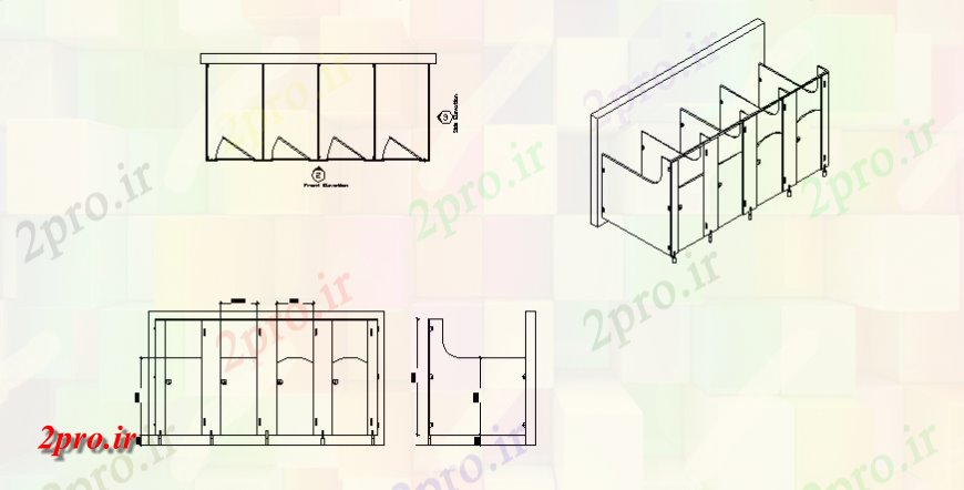 دانلود نقشه هایپر مارکت - مرکز خرید - فروشگاه تغییر اتاق جزئیات نما اتوکد 2 در 4 متر (کد144099)