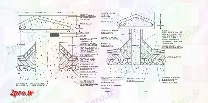 دانلود نقشه جزئیات پله و راه پله  بتن مسلح دال مقطعی نما  (کد144161)