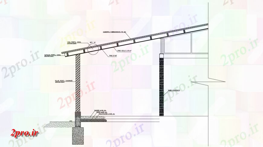 دانلود نقشه جزئیات پله و راه پله  باران کبریتی بتن دیدگاه دال با ستون و منطقه سقف   مجبور (کد144175)