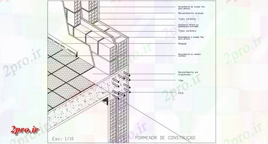 دانلود نقشه طراحی جزئیات تقویت کننده نشست دیوار با طراحی دال با نظر نمای ایزومتریک (کد144177)