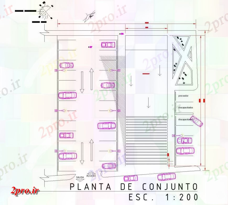 دانلود نقشه ساختمان اداری - تجاری - صنعتی پارکینگ اتومبیل ساختمان تجاری زیرزمین   (کد144183)