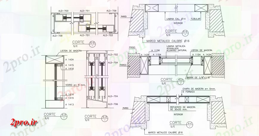 دانلود نقشه جزئیات پله و راه پله  درب و پنجره با نمای ساخت و ساز دیوار با جزئیات مقطعی (کد144192)