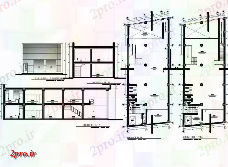 دانلود نقشه بلوک ، آرام ، نماد طرح، نما و بخش طرحی تجاری (کد144195)