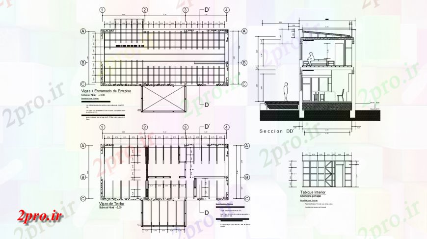 دانلود نقشه طراحی جزئیات ساختار سقف و طرحی شرکت با نمای دید مقطعی برای طراحی ساخت و ساز (کد144225)