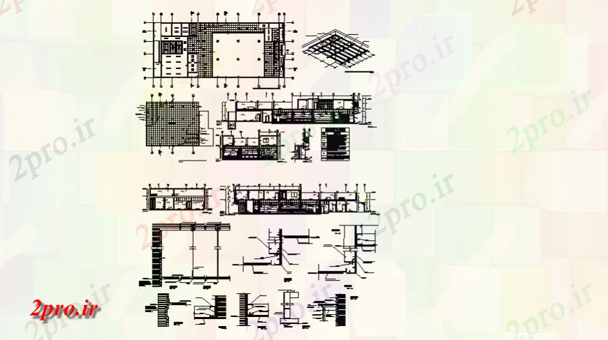 دانلود نقشه ساختمان اداری - تجاری - صنعتی طرحی جزئیات دفتر بانک و نما چیدمان 17 در 36 متر (کد144227)