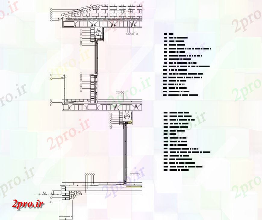 دانلود نقشه جزئیات پله و راه پله  بخش دیوار  (کد144272)