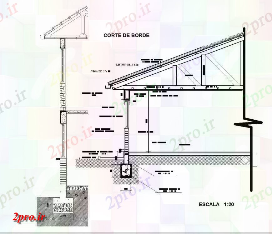 دانلود نقشه جزئیات پله و راه پله  بخش دیوار ها و سقف بخش  (کد144274)