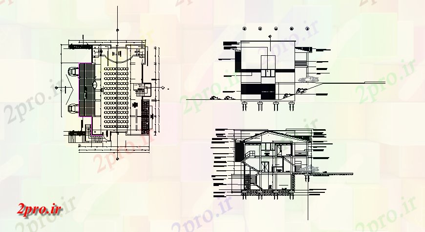 دانلود نقشه ساختمان اداری - تجاری - صنعتی طرحی جزئیات فروشگاه و نما 11 در 18 متر (کد144298)