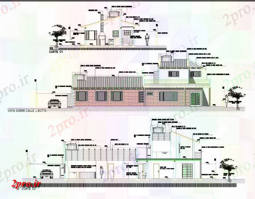 دانلود نقشه ساختمان اداری - تجاری - صنعتی بخش مسکونی و ملک تجاری طراحی 11 در 18 متر (کد144299)
