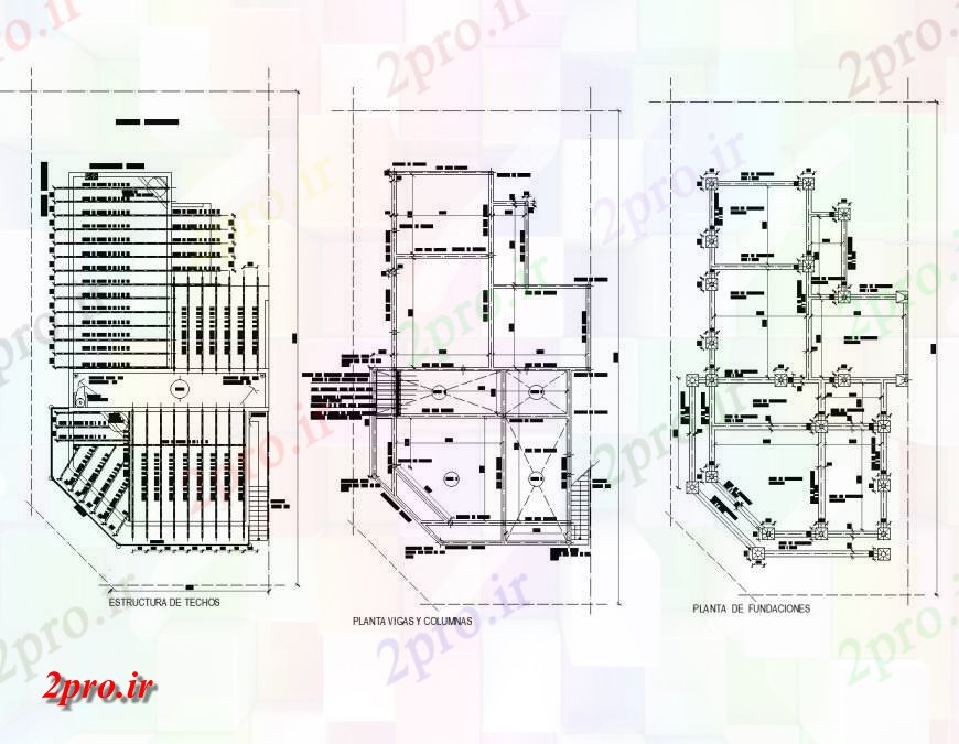 دانلود نقشه طراحی اتوکد پایه  بنیاد و سقف طرحی  (کد144307)