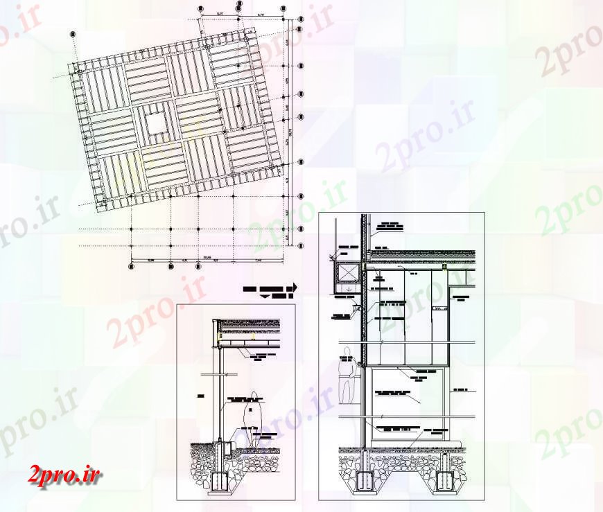 دانلود نقشه ساختمان اداری - تجاری - صنعتی طرحی سقف و دیوار بخش طرحی گالری نقشه برداری  (کد144361)