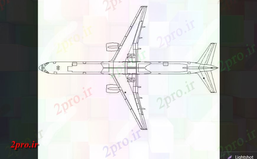 دانلود نقشه بلوک وسایل نقلیه طرحی طولانی هواپیما با جزئیات (کد144382)