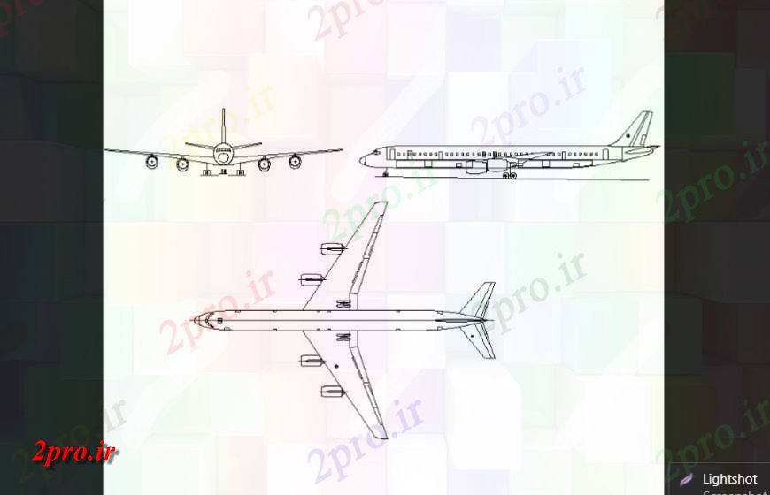 دانلود نقشه بلوک وسایل نقلیه جزئیات طرحی هواپیما (کد144384)