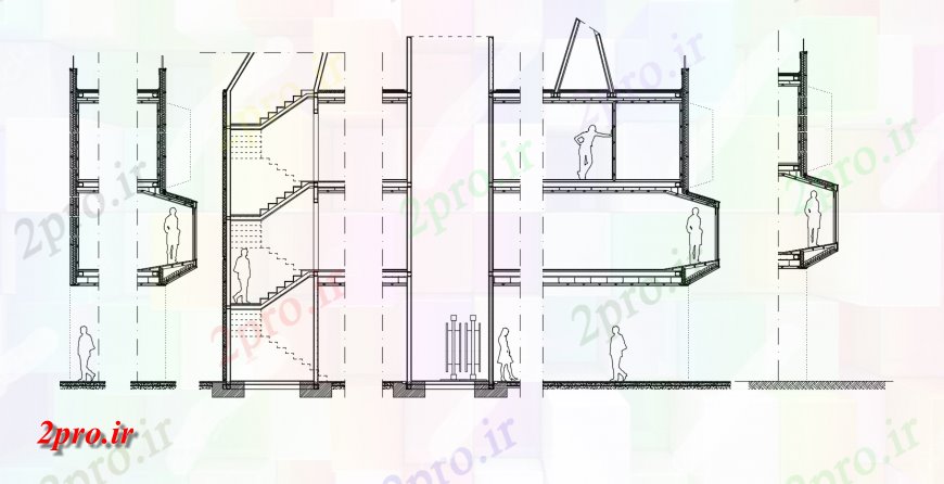 دانلود نقشه جزئیات پله و راه پله   بخشی از طراحی ساخت و ساز برای سیستم زندگی  (کد144559)