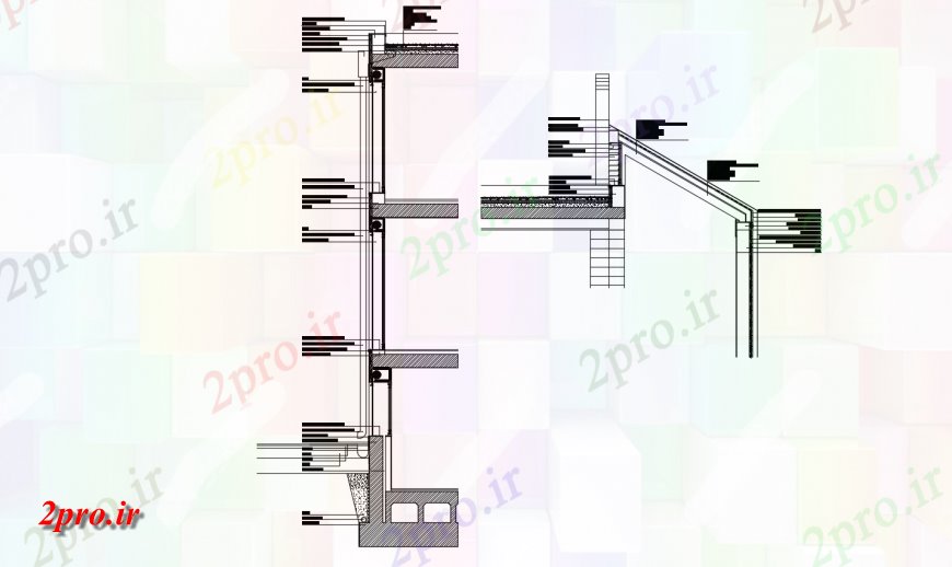 دانلود نقشه جزئیات پله و راه پله   بخشی با طراحی ساخت و ساز    (کد144563)