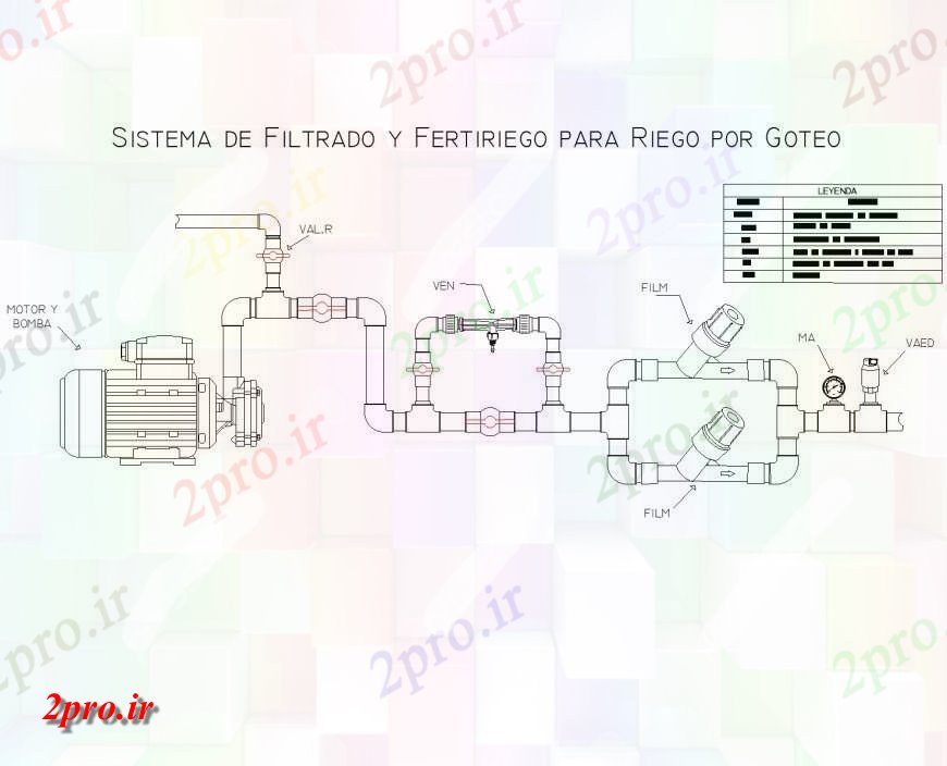 دانلود نقشه بلوک ، آرام ، نماد سیستم فیلترینگ و آبیاری قطره ای  طرحی چوب زنی (کد144586)