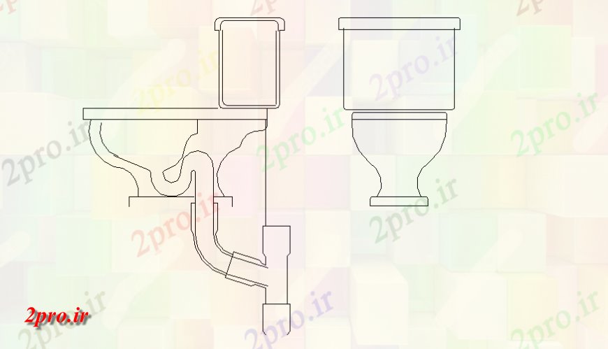 دانلود نقشه حمام مستر جزئیات نشسته توالت  نما اتوکد (کد144632)