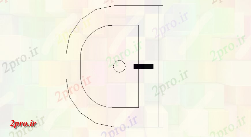 دانلود نقشه حمام مستر نیم دایره شکل سینک جزئیات (کد144645)