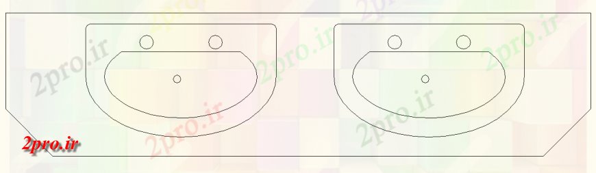 دانلود نقشه حمام مستر دو نیم دایره جزئیات شکل سینک طراحی نما (کد144651)
