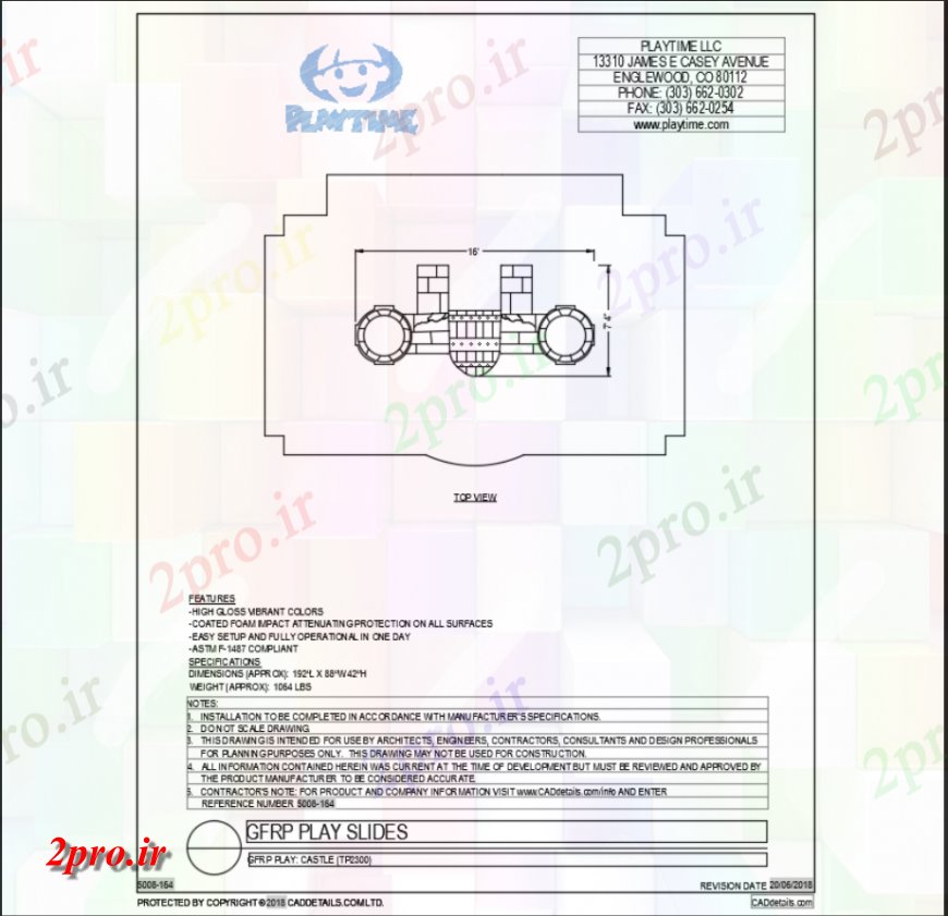 دانلود نقشه باغ کوتاه بچه ها قلعه از پارک ماجراجویی  طراحی (کد144691)