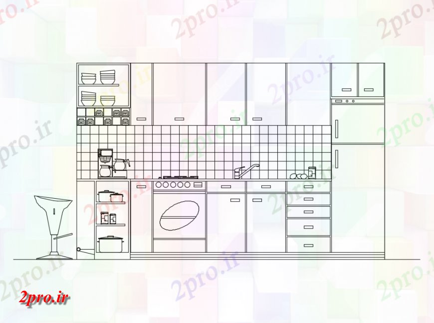 دانلود نقشه آشپزخانه آشپزخانه طرحی مجلس جزئیات (کد144767)