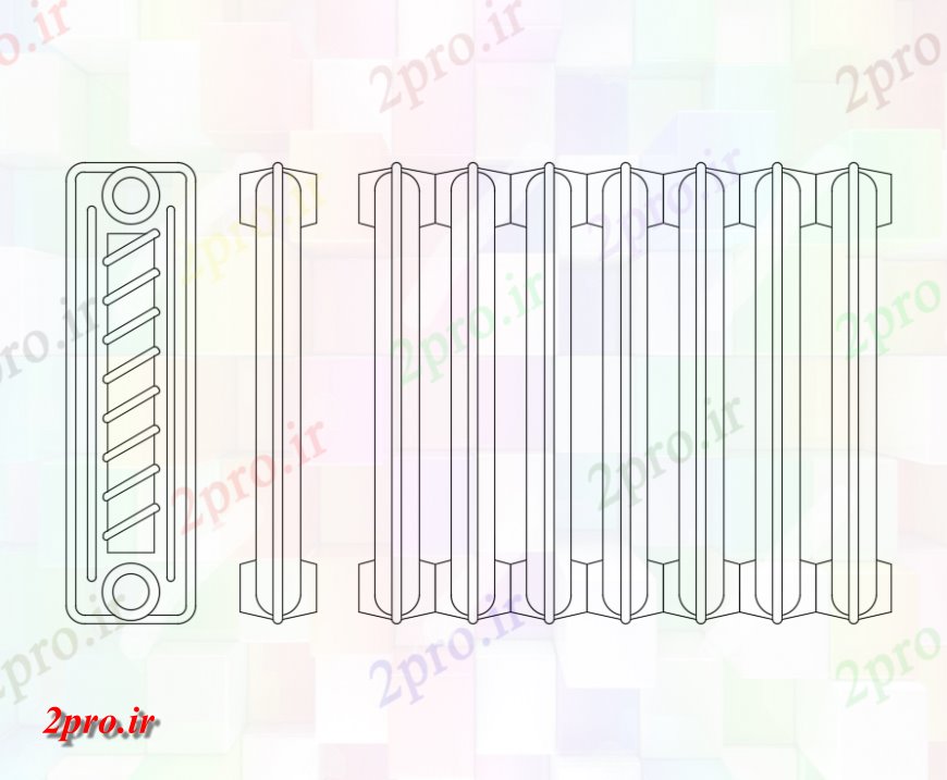 دانلود نقشه برق مسکونی آهن مقابل رادیاتور بلوک   طراحی (کد144773)