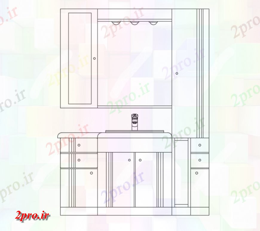 دانلود نقشه بلوک های بهداشتی حمام جزئیات واحد غرور کمد لباس با آینه  بلوک   (کد144789)