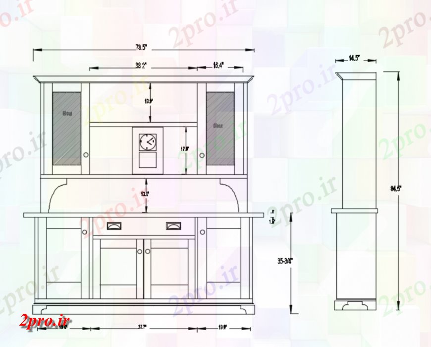 دانلود نقشه آشپزخانه قفس آشپزخانه مقطعی و جزئیات داخلی  (کد144792)