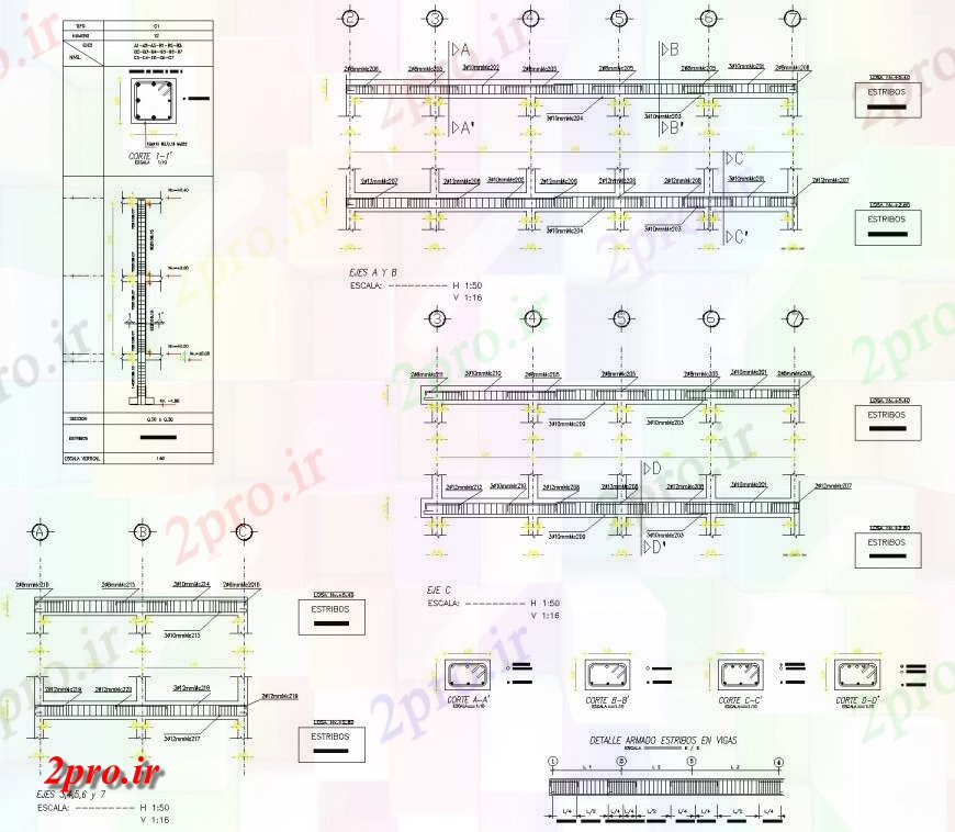 دانلود نقشه طراحی جزئیات ساختار جزئیات طرحی ساختاری 2 طبقه طرح (کد144832)