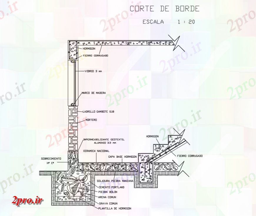 دانلود نقشه جزئیات پله و راه پله   ساخت و ساز لبه پله و جزئیات مقطعی (کد144948)