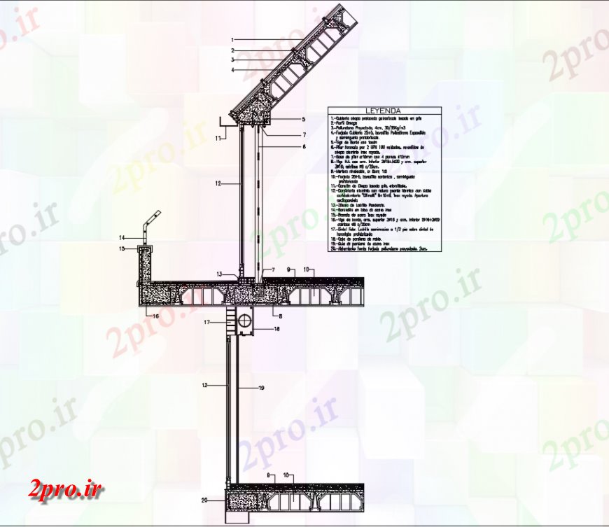 دانلود نقشه جزئیات پله و راه پله  بخش در بالکن و جزئیات سازنده (کد145017)