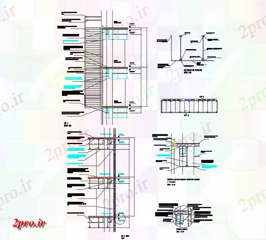 دانلود نقشه جزئیات پله و راه پله   راه پله و جزئیات مقطعی از ساخت (کد145102)