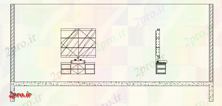 دانلود نقشه طراحی و مبلمان اتاقطرحی جزئیات طرحی نما تلویزیون ویترین (کد145168)