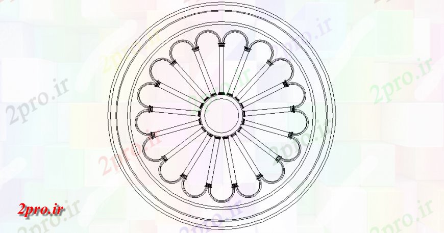 دانلود نقشه بلوک ، آرام ، نماد برگ از طراحی شکل گل در یک دایره با فضای داخلی  (کد145239)