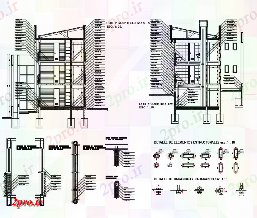 دانلود نقشه مسکونی  ، ویلایی ، آپارتمان  دان چند ساختمان مسکونی جزئیات مقطعی سازنده  (کد145256)