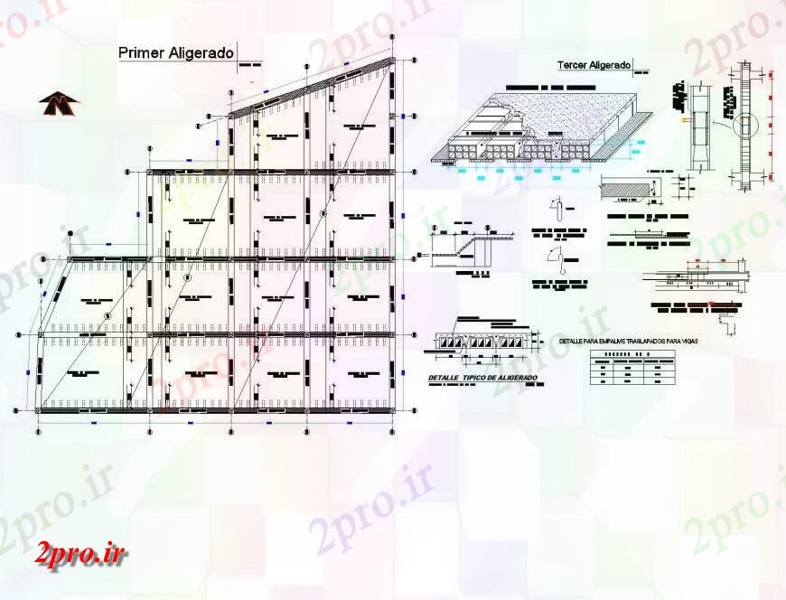 دانلود نقشه جزئیات پله و راه پله  ایزومتریک بخش دال   (کد145295)