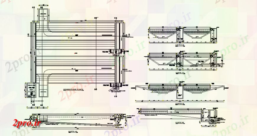 دانلود نقشه جزئیات ساخت پل پل نما ستون و ساختار پرتو جزئیات و طرحی  چیدمان (کد145305)