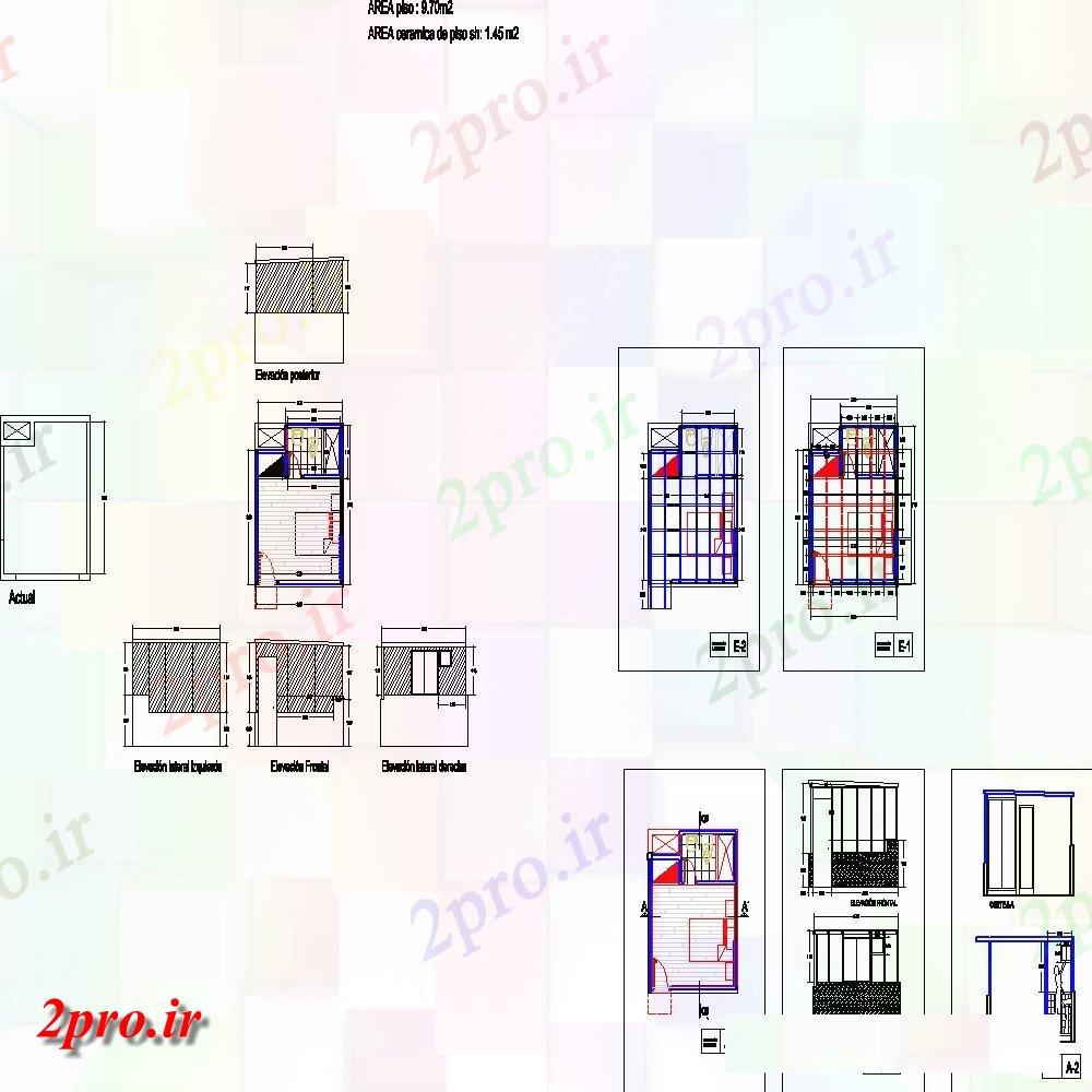 دانلود نقشه اتاق خواب مستر دار اتاق خواب طراحی داخلی 4 در 4 متر (کد145369)